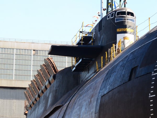 Ракетный подводный крейсер стратегического назначения "Екатеринбург" проекта 667БДРМ на территории Центра судоремонта "Звездочка" Ракетный подводный крейсер стратегического назначения "Екатеринбург" проекта 667БДРМ на территории Центра судоремонта "Звездочка"