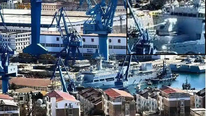 Новая корабельная артустановка на борту испытательного судна "Тип-910", Китай Новая корабельная артустановка на борту испытательного судна "Тип-910", Китай